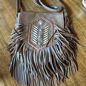 Leather fringe purses